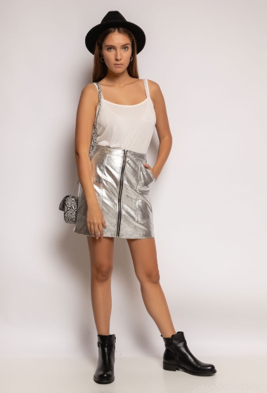 Wholesaler ABELLA - Metallized skirt with zipper