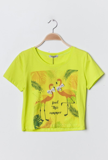 Großhändler ABELLA - T-shirt with printed flamingo