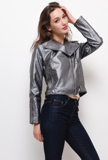 Wholesaler ABELLA - Biker jacket in fake leather with studs