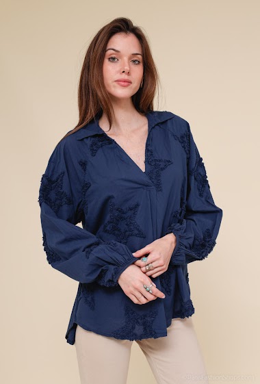 Großhändler AC BELLE - Long sleeve flared shirt with star pattern