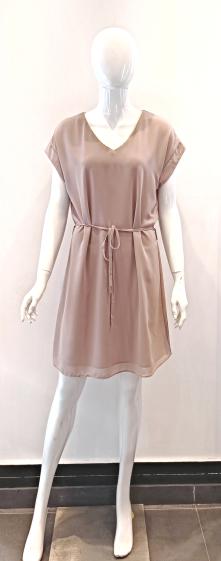 Wholesaler AC BELLE Grandes Tailles - Short flared V-neck dress with short sleeves
