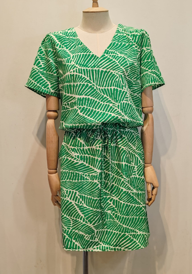 Großhändler AC BELLE Grandes Tailles - Bedrucktes Kleid mit V-Ausschnitt