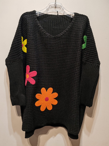 Wholesaler AC BELLE - Flower-print acrylic sweater