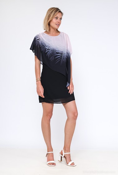 Wholesaler AC BELLE - Short flared dress with round neck and flying sleeves