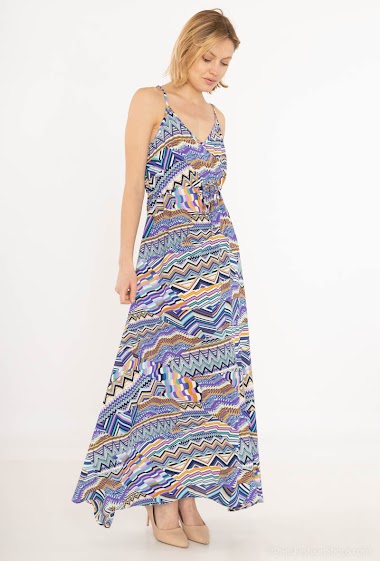 Wholesaler AC BELLE - Long dress with thin straps in print
