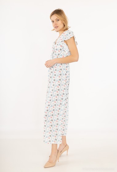 Wholesaler AC BELLE - Long flared dress with V-neck pattern
