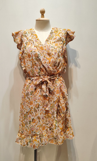 Wholesaler AC BELLE - V-neck floral lurex dress