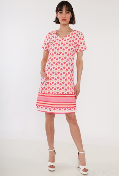 Wholesaler AC BELLE - V-neck printed short sleeve dress