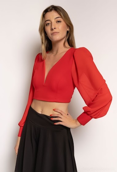 Wholesaler ADELINE - Blouse with tie-up open back