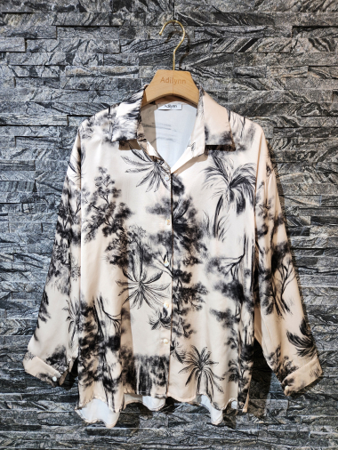 Wholesaler Adilynn - Flowing button-down shirt, toile de jouy print
