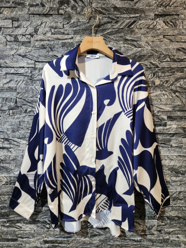 Wholesaler Adilynn - Flowing palm tree print viscose shirt, long sleeves