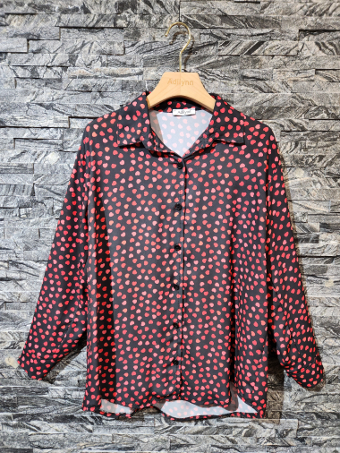Wholesaler Adilynn - Flowing heart-print shirt, button closure