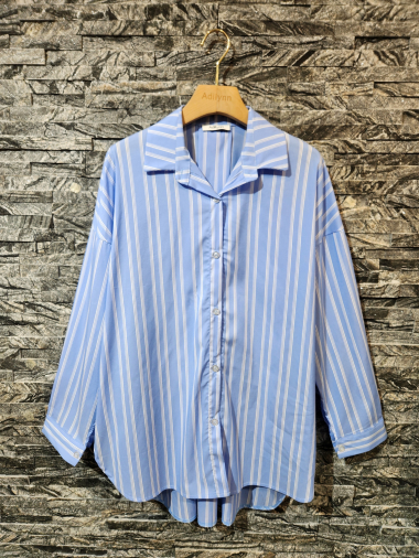 Großhändler Adilynn - Übergroßes Button-Down-Hemd mit Streifen