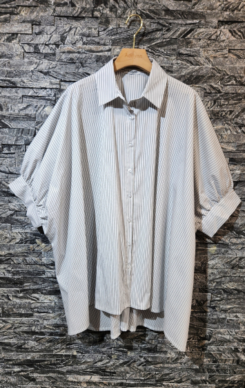 Wholesaler Adilynn - Oversized striped shirt, short sleeves