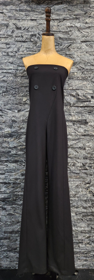 Wholesaler Adilynn - Strapless jumpsuit with decorative buttons, back zip, fake back pockets