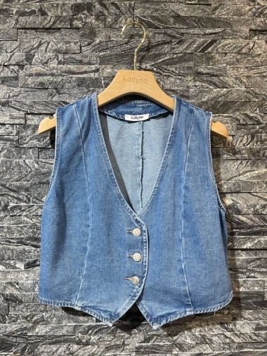 Wholesaler Adilynn - Sleeveless denim vest with buttons