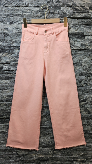 Wholesaler Adilynn - Plain mom jeans, frayed bottom, five pockets