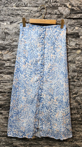 Wholesaler Adilynn - Long floral print skirt with buttons, elastic back waist