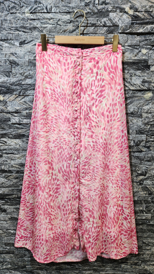 Wholesaler Adilynn - Long floral print skirt with buttons, elastic back waist