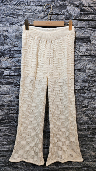 Grossiste Adilynn - Pantalon en maille tricot coton avec doublure, taille élastique