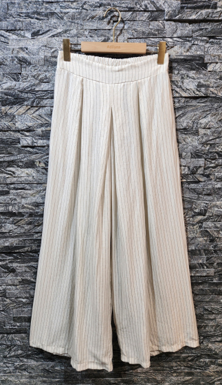 Grossiste Adilynn - Pantalon large à rayures, taille arrière élastique, deux poches latérales