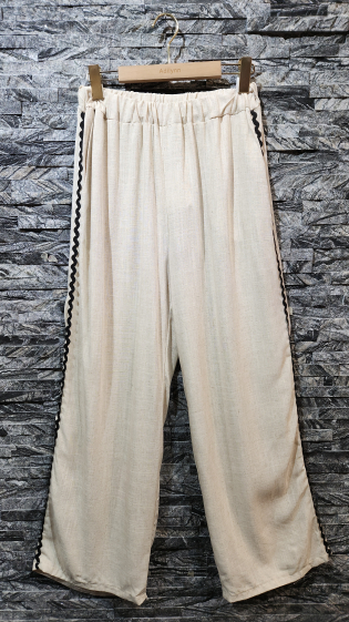 Wholesaler Adilynn - Wide pants with side bands, elastic waist, two side pockets