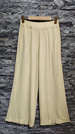 Grossiste Adilynn - Pantalon large avec deux poches latérales, taille élastique