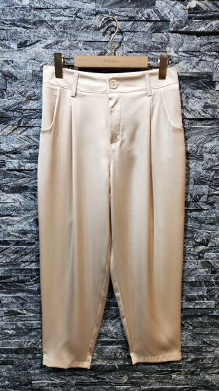 Wholesaler Adilynn - 7/8 satin pants, side pockets and false back pockets