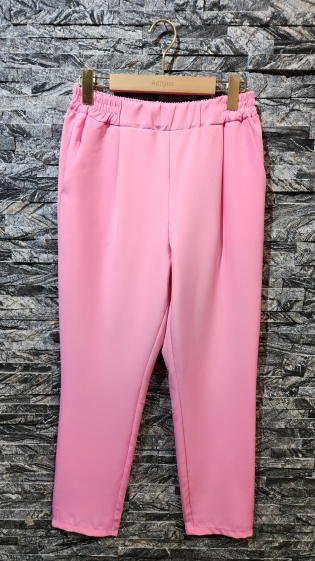 Grossiste Adilynn - Pantalon uni de couleur, avec deux poches, taille élastique
