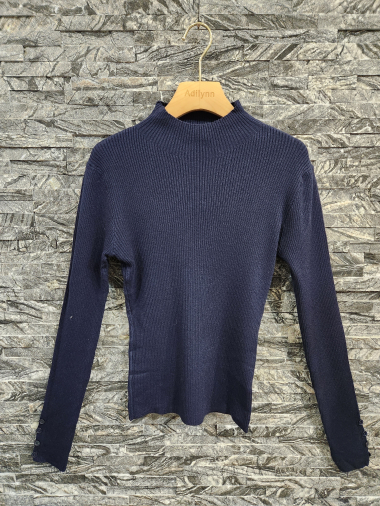 Wholesaler Adilynn - Ribbed knit sweater with high collar, long sleeves