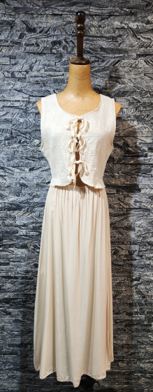 Großhändler Adilynn - Langes ärmelloses Kleid aus Bimaterial mit Knoten, elastischem Bund