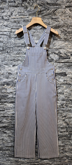 Wholesaler Adilynn - Striped overalls, large middle pocket and two side pockets