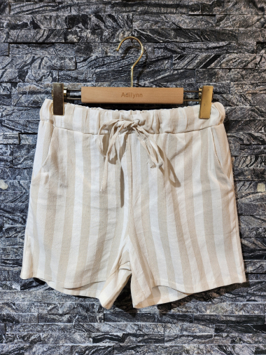 Wholesaler Adilynn - Striped shorts, elastic drawstring waist, two side pockets