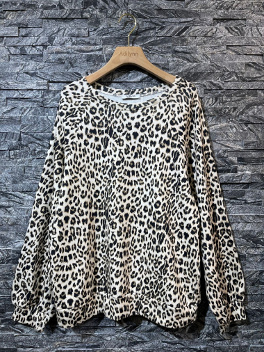 Wholesaler Adilynn - Leopard Print Long Sleeve Sweatshirt