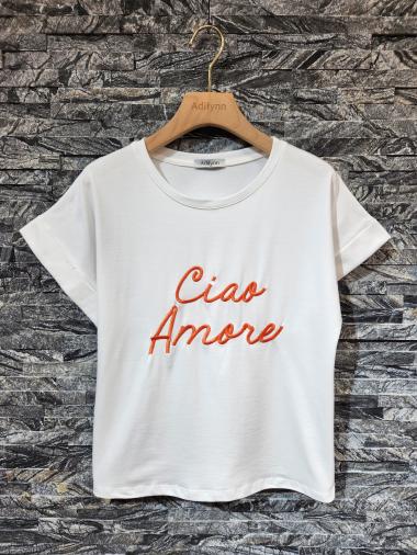 Wholesaler Adilynn - Ciao Amore embroidered T-shirt