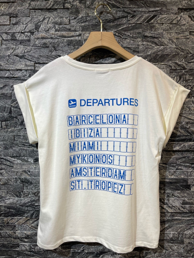 Wholesaler Adilynn - T-shirt printed on the front Heart and back “Departure…”