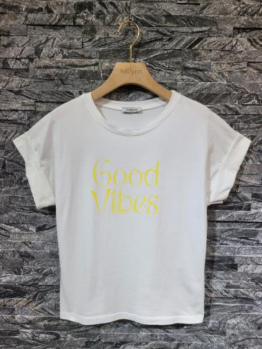 Grossiste Adilynn - T-shirt imprimé « Good vibes »