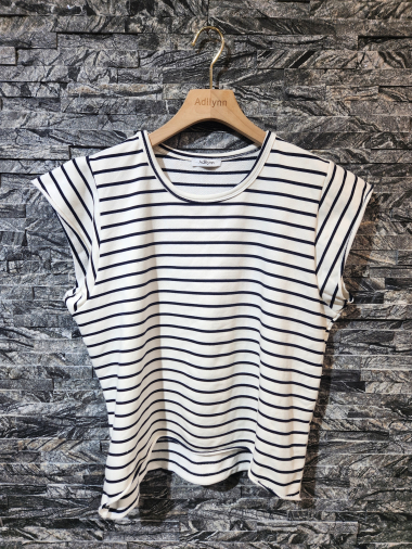 Wholesaler Adilynn - Short-sleeved sailor t-shirt, round neck