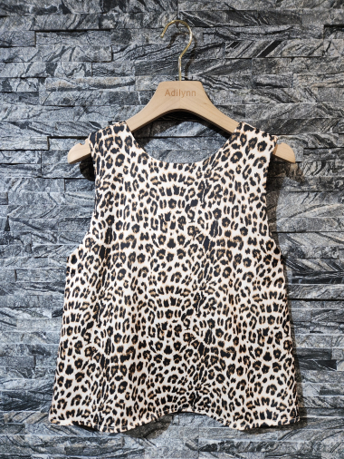 Wholesaler Adilynn - Leopard satin sleeveless top, crossed back