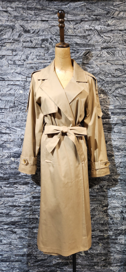 Wholesaler Adilynn - Cotton trench coat with belt and two side pockets