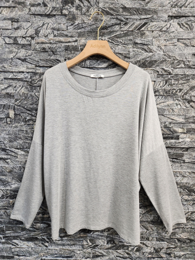Wholesaler Adilynn - Plain long-sleeved t-shirt, round neck
