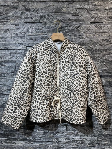 Wholesaler Adilynn - Leopard padded jacket, long sleeves, drawstring