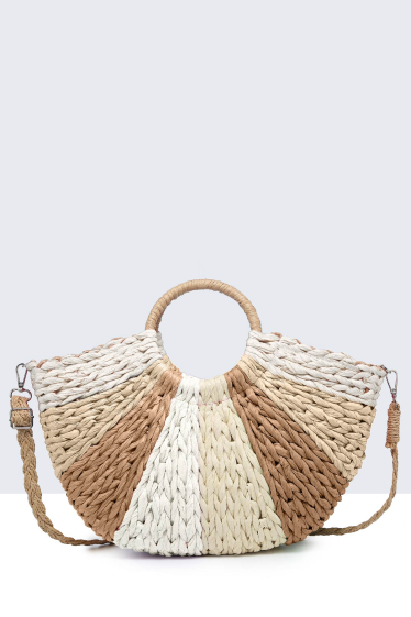 Wholesaler A&E - 8020-BV-24 Half-round crocheted paper straw handbag