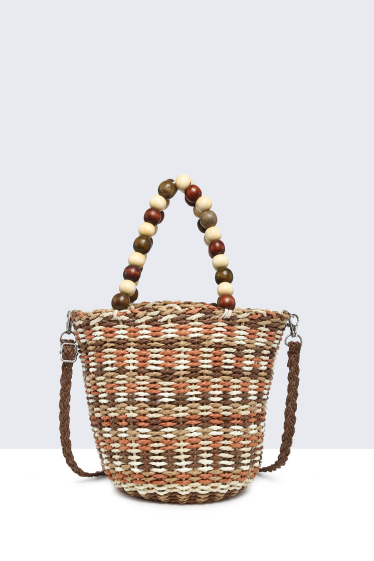 Wholesaler A&E - 83002-BV Multicolored paper straw bucket handbag