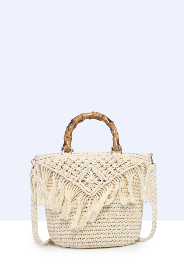 Wholesaler A&E - 9010-BV-24 Handbag made of crocheted resin bamboo handle