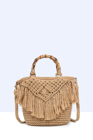 Wholesaler A&E - 9010-BV-24 Handbag made of crocheted resin bamboo handle