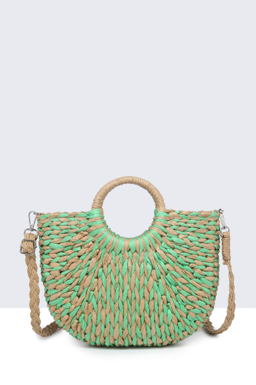 Wholesaler A&E - 9068-1-BV-24 Half-round crocheted paper straw handbag