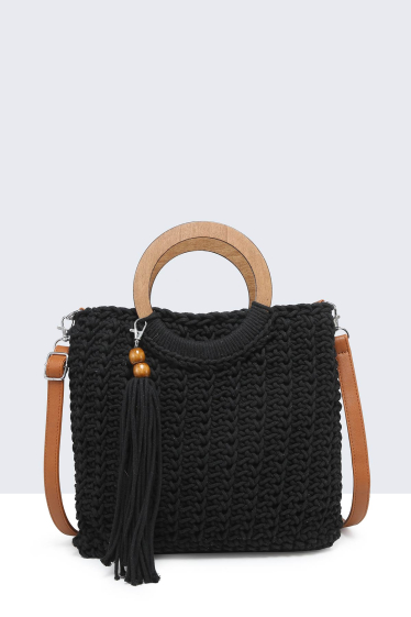 Wholesaler A&E - 9080-BV-24 Handbag made of crocheted wood handle