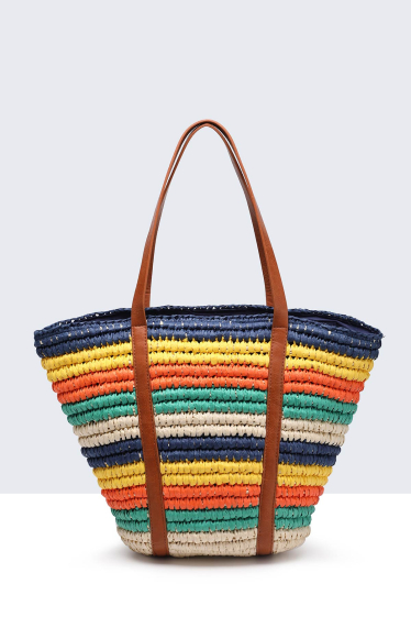 Wholesaler A&E - 9117-BV Multicolor Crocheted Paper Straw Handbag