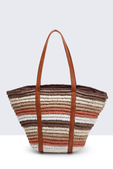 Wholesaler A&E - 9117-BV Multicolor Crocheted Paper Straw Handbag